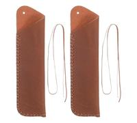 WEKAMOS Estuche para Bolígrafos de Cuero Auténtico Marrón Vintage, 2 Unidades, 16,5 Cm, Protector Portátil para Plumas Estilográficas, Adecuado para Oficina, Escuela y Viajes