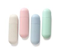 WEKAMOS Estuche Portátil para Cepillo y Pasta De Dientes Caja De Almacenamiento De Paja De Trigo y PP Diseño Nórdico Azul para Viaje y Camping con Tapa Protectora para Higiene Segura