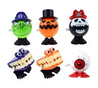 WEKAMOS Juego de 6 Juguetes de Cuerda para Saltar de ABS Colores Naranja y Rojo Incluye Diseños de Halloween como Fantasma Calabaza Pirata y Bruja Adecuado Halloween y Navidad