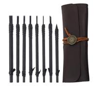 WEKAMOS Juego de Herramientas para Tallar Madera y Piedra Cinceles de Acero de Tungsteno 8 Piezas Estuche Kit Práctico para Grabado de Sellos y Manualidades Artesanales