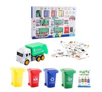 WEKAMOS Juguete Educativo Camión de Basura para Clasificador de Residuos con Tarjetas Bilingües y Resistente para Aprendizaje Color Aleatorio Color Aleatorio