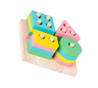 WEKAMOS Juguete Torre Geométrica de Madera para Educación Temprana Bloques Apilables de Colores Resistentes y Seguros de Construcción Didáctico para Niñas Desarrollo Color Color Aleatorio