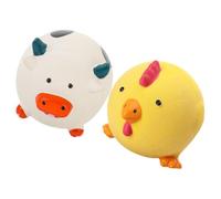 WEKAMOS Juguetes para Perros Cachorros de Látex Duradero Masticables con Chirrido 2 Piezas Forma Pollo y Vaca para Entrenamiento Interactivo y Ejercicio Interior y Exterior