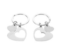 WEKAMOS Llavero Acero Inoxidable Pulido, 2 Piezas Diseño de Corazón Hueco, Colgante Decorativo para Bolso y Mochila, Obsequio Especial para San Valentín y Ocasiones Románticas