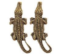 WEKAMOS Llavero de Latón Figura de Cocodrilo 2 Piezas, Adorno DIY para Bolso y Joyería, Colgante Pequeño Vintage para Manualidades y Decoración Artesanal