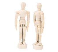 WEKAMOS Maniquí de Madera Artística Pequeña 11,5 Cm, Figura de Dibujo Articulaciones Ajustables, Pack 2 Unidades para Manualidades y Bocetos Creativos