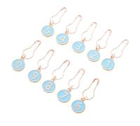 WEKAMOS Marcadores de Punto Numerados 0-9, 10 Piezas en Azul Esmalte de Aleación, Clips Planos Antideslizantes para Contador de Vueltas de Tejido y Crochet, Accesorios Portátiles