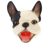 WEKAMOS Marioneta de Mano de Vinilo Cabeza de Perro Bulldog Francés en Color Claro y Negro, Títere Interactivo, Juguete Educativo para Desarrollo Motor y Juego Imaginativo