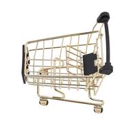 WEKAMOS Mini Carrito de Compras de Metal Dorado Cesta de Almacenamiento para Oficina y Hogar Juguete de Simulación Educativo para Organizador Decorativo y Carro Compra Compacto