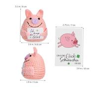 WEKAMOS Muñeca Cerdo Crochet con Tarjeta Peluche Mano Decoración Duradera para Regalo y Escritorio Suave y Adorable Animal de Hilo