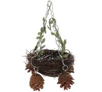 WEKAMOS Nido de Ratán para Pájaros Colgante para Loros Medianos y Grandes Cama y Columpio Natural para Jaula de Mascotas Juguete Interactivo para Aves el Hogar