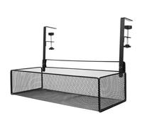 WEKAMOS Organizador de Escritorio Metálico Cesta Ajustable para Almacenamiento Lateral de Documentos y Bolígrafos, Soporte sin Taladros para Oficina, Color Negro