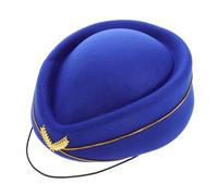 WEKAMOS Sombrero Beret de Mujer Azul Pavo Real Gorra de Vuelo de Lana Sintética Gorro Estilo Azafata para Disfraz de Cosplay y Actuaciones Escénicas Accesorio de Uniforme Formal