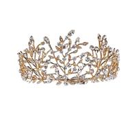 Wekicici Corona de diamantes de imitación para boda, corona de princesa, tiara para fiesta de cumpleaños, graduación, reina, coronas para mujer (dorado)