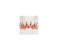 Wekicici Tiaras redondas rojas de cristal para mujeres y niñas, tiara de princesa con corona de diamantes de imitación para bodas, bailes, fiestas, regalos de Navidad (rojo)