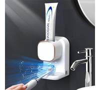 Wekity Dispensador automático de pasta de dientes, dispensador de pasta de dientes eléctrico montado en la pared para niños y adultos, dispensador de pasta de dientes para baño (blanco)