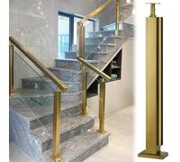 WEKONUMEX Balaustrada de Cristal, Alturas múltiples de Cristal los 60-150cm del Sistema del Poste de la barandilla del Acero Inoxidable del Oro 304(Gold End Post,105cm)