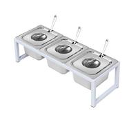 WEKONUMEX Caja para Condimentos, Estación de Ingredientes for Pizza de Acero Inoxidable con recipientes extraíbles, Color Plata, Varios tamaños(Silver-b,49.5x18.5x13.5cm)