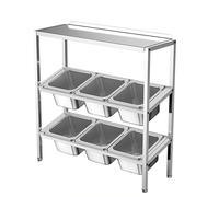 WEKONUMEX Caja para Condimentos, Estación de Ingredientes for Pizza, Estante for condimentos de Acero Inoxidable, Color Plata, Varios tamaños(Silver-a,53x18.5x51.5cm)
