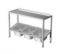 WEKONUMEX Caja para Condimentos, Estación de Ingredientes for Pizza, Estante for condimentos de Acero Inoxidable, Color Plata, Varios tamaños(Silver-a,53x18.5x38.5cm)