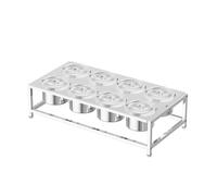 WEKONUMEX Caja para Condimentos, Estación de Ingredientes for Pizza, recipientes for condimentos de Acero Inoxidable con Tapas Plateadas, Varios tamaños(67X32X14.5CM)