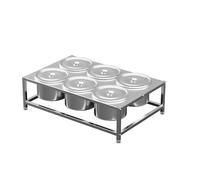 WEKONUMEX Caja para Condimentos, Estación de Ingredientes for Pizza, recipientes for condimentos de Acero Inoxidable con Tapas Plateadas, Varios tamaños(57X37X14.5CM)