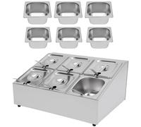 WEKONUMEX Caja para Condimentos, Estación de preparación de Ingredientes for Pizza de Acero Inoxidable. Incluye 8 bandejas y Tapas. Color Plateado. Varios tamaños.(Contemporary)