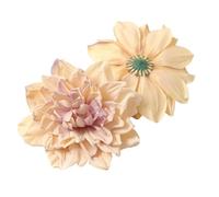 WEKONUMEX Capullos de Flores Artificiales, Silk Artificial Flower Heads Multicolor 12cm Pack of 3(Dark Yellow)