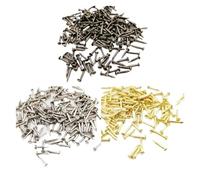 WEKONUMEX Clavos de ferretería, 200 Piezas de latón Antiguo, Bronce, diámetro = 1,2 mm, Largo = 6 mm, 8 mm, 10 mm, Hierro, Mini Clavos de Cabeza Redonda pequeños for bisagra de joyero(Silver 1.2x8mm)