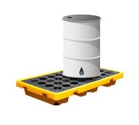 WEKONUMEX Paleta Modular de Contención de Derrames, Plataforma de contención de derrames de Almacenamiento de Tambores de petróleo Que ralla tamaños múltiples Amarillos(130 * 68 * 15cm)