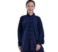 WEKONUMEX Trajes de Tai Chi Kung Fu Tradicional Chino, Uniforme de Tai Chi Kung Fu for Hombre, algodón de Seda, Negro y Azul, Tallas XS-4XL(Blue,XL-XXL)