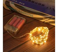 Wekrigh Guirnalda de luces LED a batería, 10 m, 100 LED, luces LED decorativas a batería, tres modos, cadena luminosa de hadas, luces para Navidad, interiores, exteriores, casa, fiestas (1 unidad,