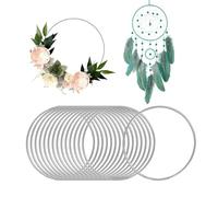 Wekuw 15 Piezas Aros Redondos para Atrapasueños (Plata) Atrapasueños Aros de Metal 10cm Metal Macramé Anillos Aros para Colgar en la Pared, Manualidades y Decoración de Coronas de Boda