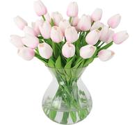 Wekuw 15 Piezas Tulipanes Flores Artificiales Decoracion Ramo de Flores Naturales a Domicilio Artificiales Realistas Tulipanes Real Touch para la decoración de la Boda del Partido(Polvo Degradado)