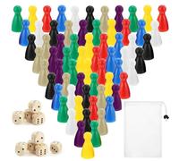 Wekuw 160 Piezas Figuras de Juego para Juegos de Mesa y 16 Dados Juego de Dados Juego de Mesa Juego de Mesa de Madera Viene con Bolsa para Reuniones Familiares