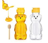 Wekuw 2 Dispensador de Miel Antigoteo con Cuchara para Miel Tarro Transparente Dispensador Miels que Mantiene Fresca, Accesorio de Cocina para Guardar Miels y Jarabe (350ml)