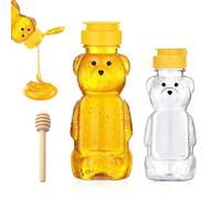 Wekuw 2 Dispensador de Miel Antigoteo con Cuchara para Miel Tarro Transparente Dispensador Miels que Mantiene Fresca, Accesorio de Cocina para Guardar Miels y Jarabe (250ml350ml)