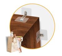 Wekuw 2 Piezas Anclajes Muebles Pared, Anclaje de Muebles Antivuelco, Muebles Antivuelco Fijaciones, Anclajes de Pared Adhesivos para Muebles, Adecuado para la Seguridad Infantil (0~4.5cm)