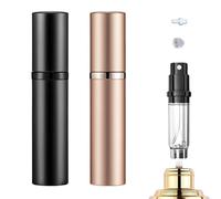 Wekuw 2 Piezas Atomizador Perfume 5ml Frasco Perfume Recargable Perfumes Miniatura Pulverizador Small Fume Perfumador Dispensador de Viaje,Spray Pulverizador Pequeño para Colonia (Negro,Oro rosa)