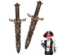 Wekuw 2 Piezas Espada de Juguete de Plástico, Espada Pirata Espadas de Juguete de Daga Pirata Accesorios de Fiesta, para Fiesta de Cosplay Piratas, Halloween, Decoraciones de Fiesta Temáticas (Oro)