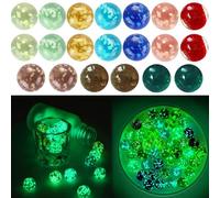 Wekuw 20 Piezas Canicas para Niños 16mm Mármoles de Cristal Que Brillan en la Oscuridad,Jardin Canicas para Niños Mármoles Cristal,Canicas Bricolaje Decoración del Hogar para Interiores y Exteriores