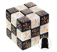 Wekuw 24 Piezas Contadores de Dados, Dados 6 Caras, Dados de Lealtad Dados de Fichas Dados de D6 Cubo con Bolsillos, Compatible con MTG, CCG, Accesorios de Juegos de Cartas (Negro + Blanco)