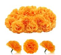 Wekuw 30 Pcs Cabezas de Flores de Clavel Falso Flor Artificial en Forma de Margarita, Flores Artificiales Decoracion, Decoraciones para Fiestas Decoración de Bodas en el Hogar (Naranja)