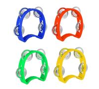 Wekuw 4 Piezas Pandereta Media Luna Pandereta Pandereta de Instrumento Musical Pandereta de Media Luna de Manivela Adecuado para Educación Infantil, Actuaciones Escolares, Cursos de Música