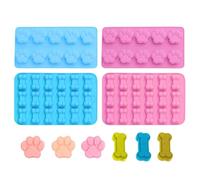 Wekuw 4 Piezas Patas y Huesos de Perro en Moldes de Comida para Perros Molde de Silicona con pata de Cachorro Moldes para Hornear Adecuados para Hacer Gelatina de Chocolate y Golosinas para Perros