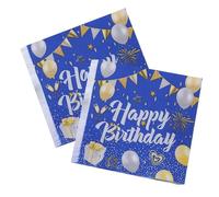 Wekuw 40 Piezas Servilletas Cumpleaños, Servilletas Papel, Happy Birthday Servilleta, Servilletas de Papel Decoradas, para Cumpleaños Fiesta Decoración fiesta de bienvenida al bebé (Oro Azul)
