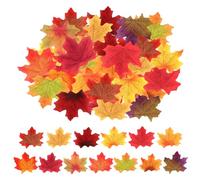 Wekuw 400 Piezas Hojas de Otoño Colores Mezclados Hojas Otoño Artificiales Guirnaldas de Hojas de Arce Artificiales Adecuado para Bodas de Otoño, Fiesta de Acción de Gracias, Decoración de Mesa