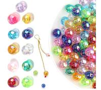 Wekuw 400 Piezas Perlas de Acrílico Perlas de Colores Redondas 10mm Joyas Collares Artesanía Perlas para Pulseras Perlas de Plastico para Bisuteria Hacer Joyas, Pulsera, Collar