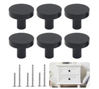 Wekuw 6 Piezas Tiradores Cajones (Negro) Tiradores Armarios Pomos y Pomos Negros Cajones Negro Pomo para Armario Redondo Adecuado para con de Escritorio