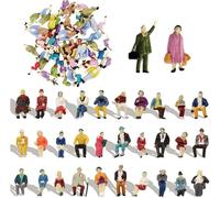 Wekuw 60 Piezas Figuras De Ferrocarril En Miniatura, Pequeñas Figuras Pintadas Figuras Coloridas en Miniatura Diferentes Poses Figuras de Trenes Modelo Escala 1:87, para Escenas en Miniatura